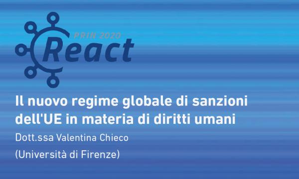 PODCAST REACT: Dott.ssa Chieco - Il nuovo regime globale di sanzioni dell'UE in materia di diritti umani.