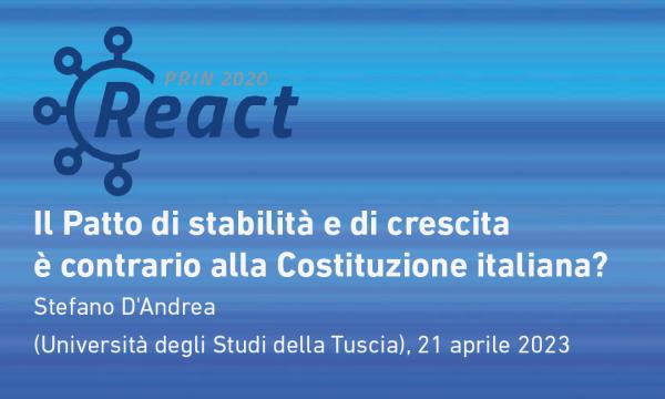 Podcast REACT: Prof. Stefano D'Andrea - Il Patto di Stabilità e Crescita è contrario alla Costituzione Italiana?