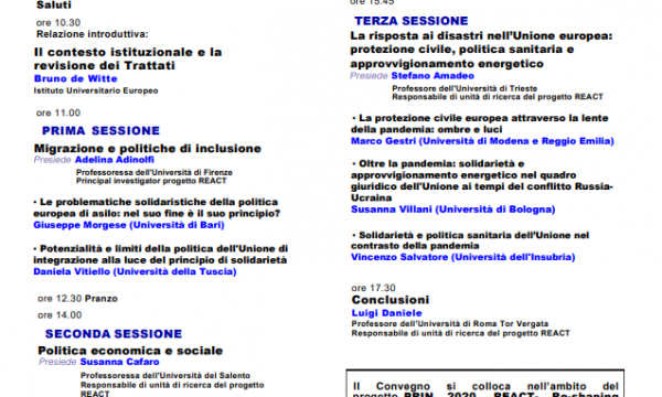 10 febbraio 2023 - Il principio di solidarietà nell'Unione a seguito della crisi del Covid-19 