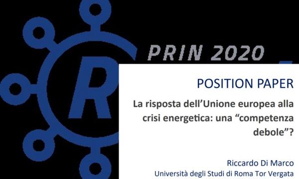 REACT Position Paper 2023/06: La risposta dell’Unione europea alla crisi energetica: una “competenza debole”?